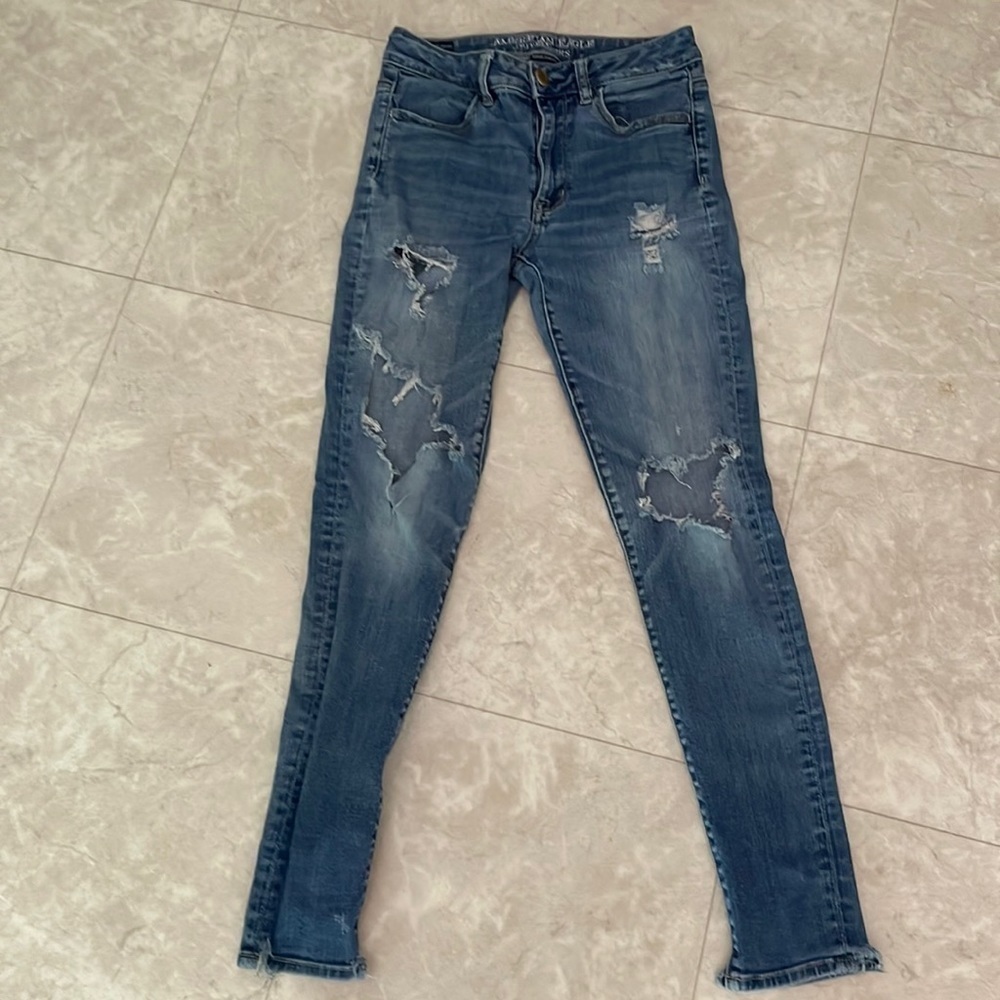 American Eagle Distressed Hi Rise Jeggings 4